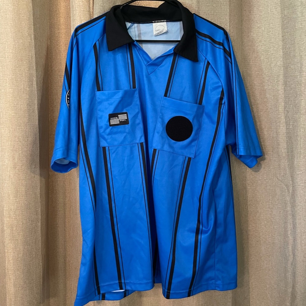Blue soccer referee shirt